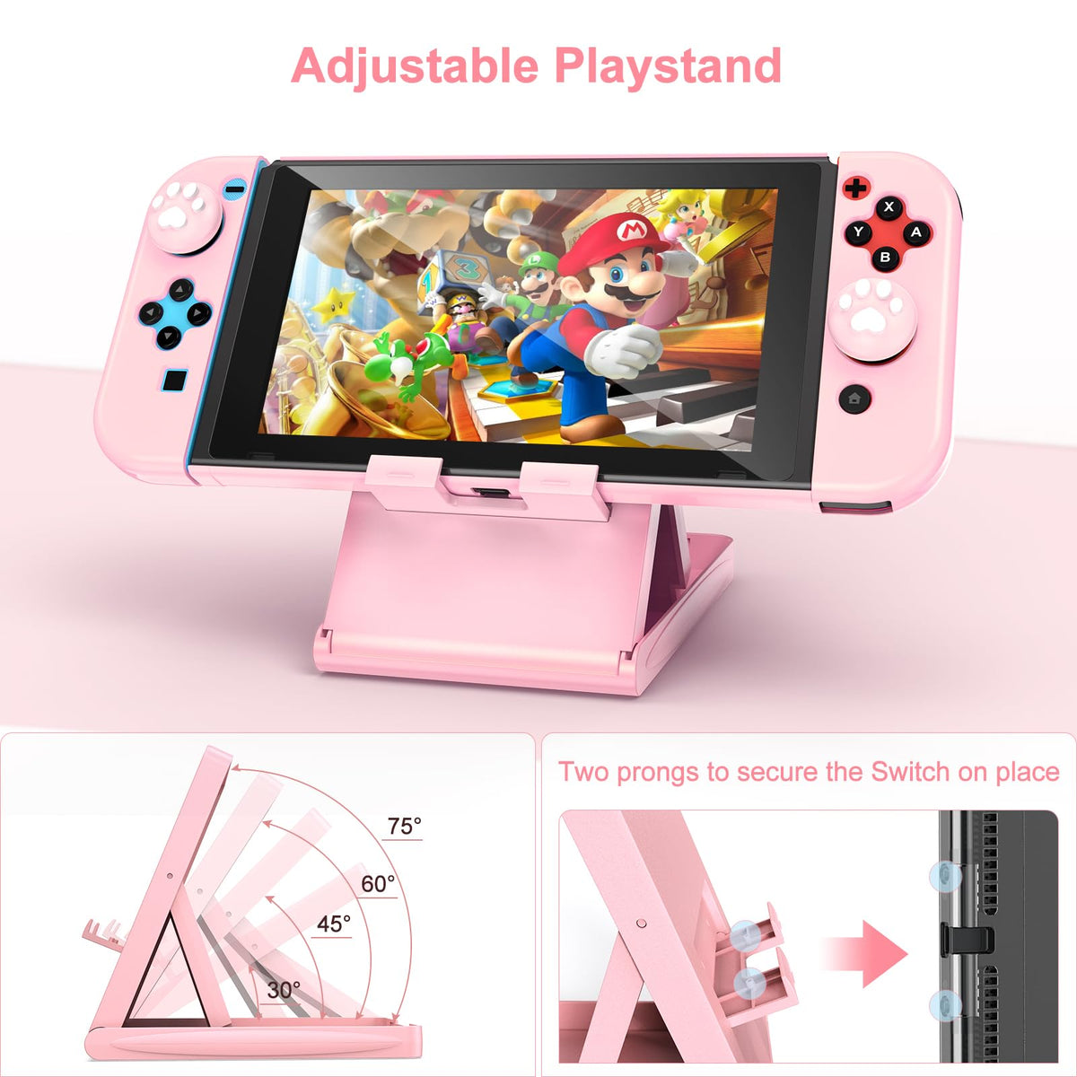 Younik Switch Accessories Bundle, 17 in 1 Switch Accessories Kit for Girls Include Switch Carrying Case with 9 Game Card Slots, Adjustable Stand, Protective Case for Switch Console & J-Con (Blue)