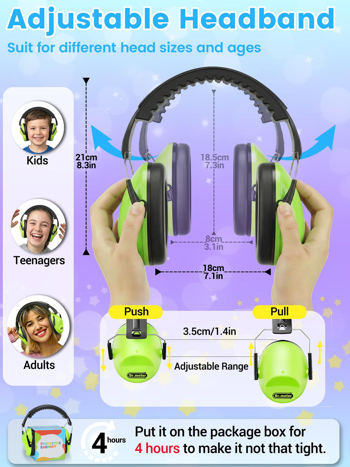 Dr.meter Ear Defenders Children SNR 27.4dB for Autism, Sensory Needs