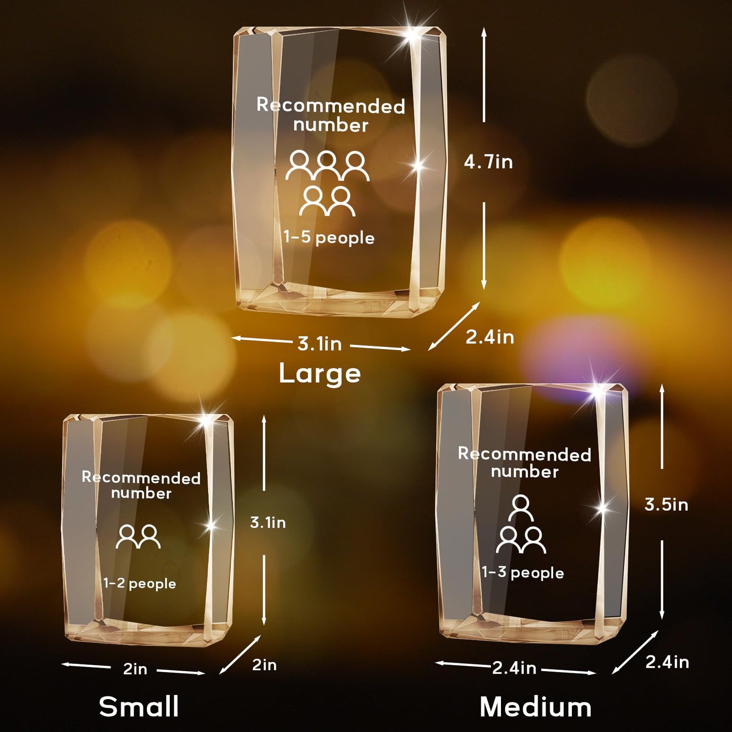 Personalised 3D Crystal Photo Gift, Custom Gifts with 3D Laser Etched, Engraved Inside the Crystal Using Your Photo Customized Memorial Custom Mother’s Day Picture Gift (Cuboid)