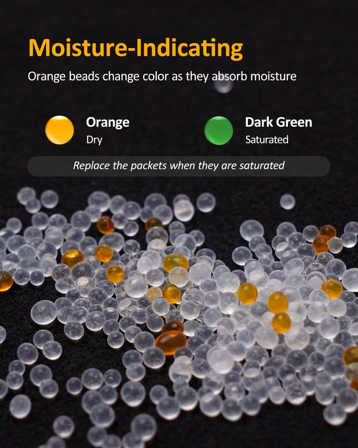 wisedry Silica Gel Sachets Bags 10 Gram x 30 Packs with Orange Beads Humidity Indicator Desiccant Packs Moisture Absorber for Air Dryer Moisture Removal, Food Grade