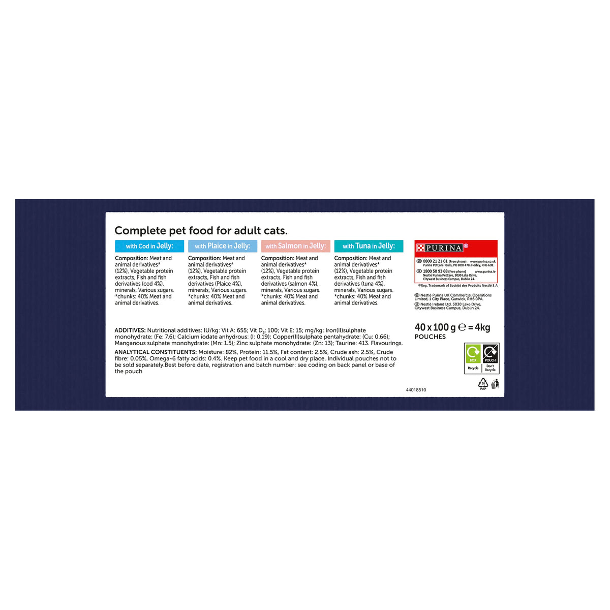 FELIX Tasty Shreds Adult Wet Cat Food Mixed Selection in Gravy Chicken, Beef, Tuna, Salmon 40 x 80g Pouches