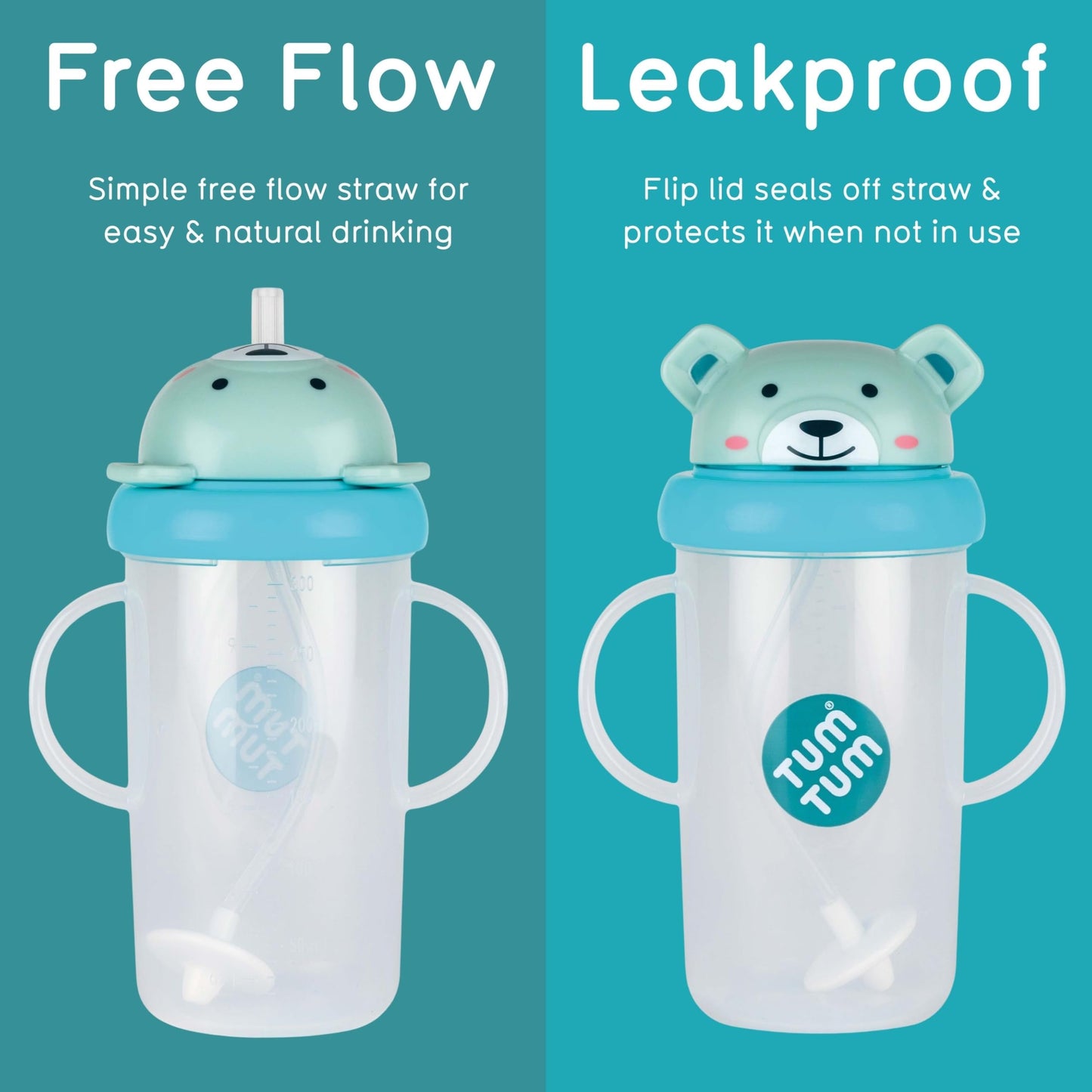 TUM TUM Tippy Up Free Flow Sippy Cup (No Valve), Sippy Cup for Toddlers, 200ml, BPA Free (Betsy Bear S3)