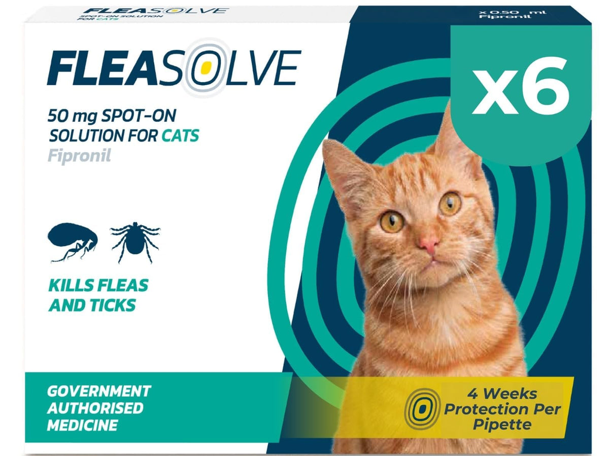 Dog Flea Treatment Small Dog x 6 - Spot on Flea Treatment for Dogs Small 2-10kg - FleaSolve Flea & Tick Solution - 6 x Pipettes - 6 x Doses