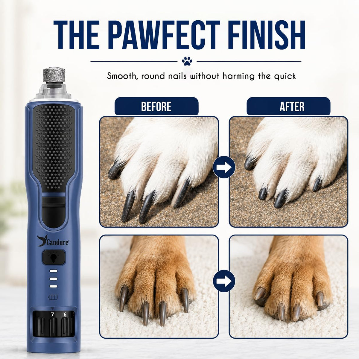 Candure Dog Nail Clippers for Large, Medium and Small Breed Professional Pet Nail Clipper Suitable for Cats, Rabbits and Guinea Pigs with Safety Lock (All Size Pets, Dark Blue)