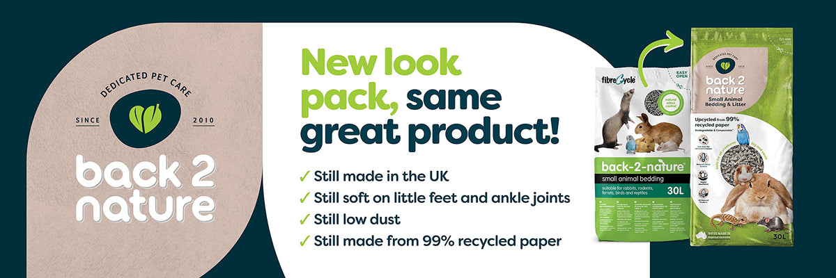 Back2Nature Small Animal Bedding (30L) - Non-Toxic Recycled Paper