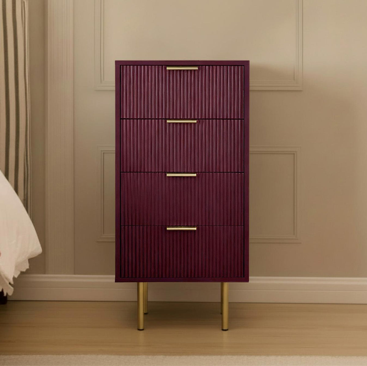 OHS Ribbed Drawer Unit Bedside Table 3/4/5/6 Draw Cabinet Nightstand Sideboard