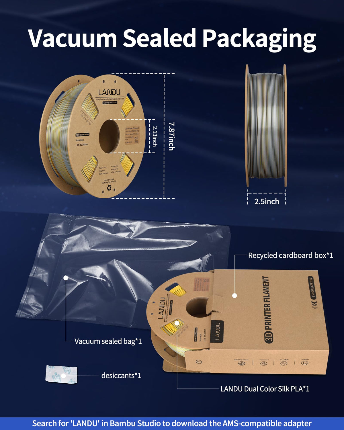 LANDU Filament Dryer 3D Printer Filament Dry Box,2 Spools Double Fast Heating Upgraded Filament Dehydrator Keeping Filaments Dry for 1.75mm/2.85mm One-Key Set for PLA PETG ABS TPU