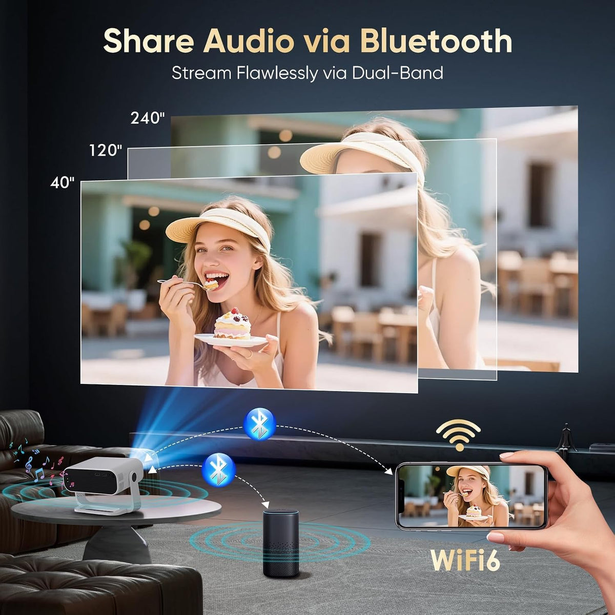 2026 New Smart Projector Built-in Apps Android 14 Native 1080P 4K Supported