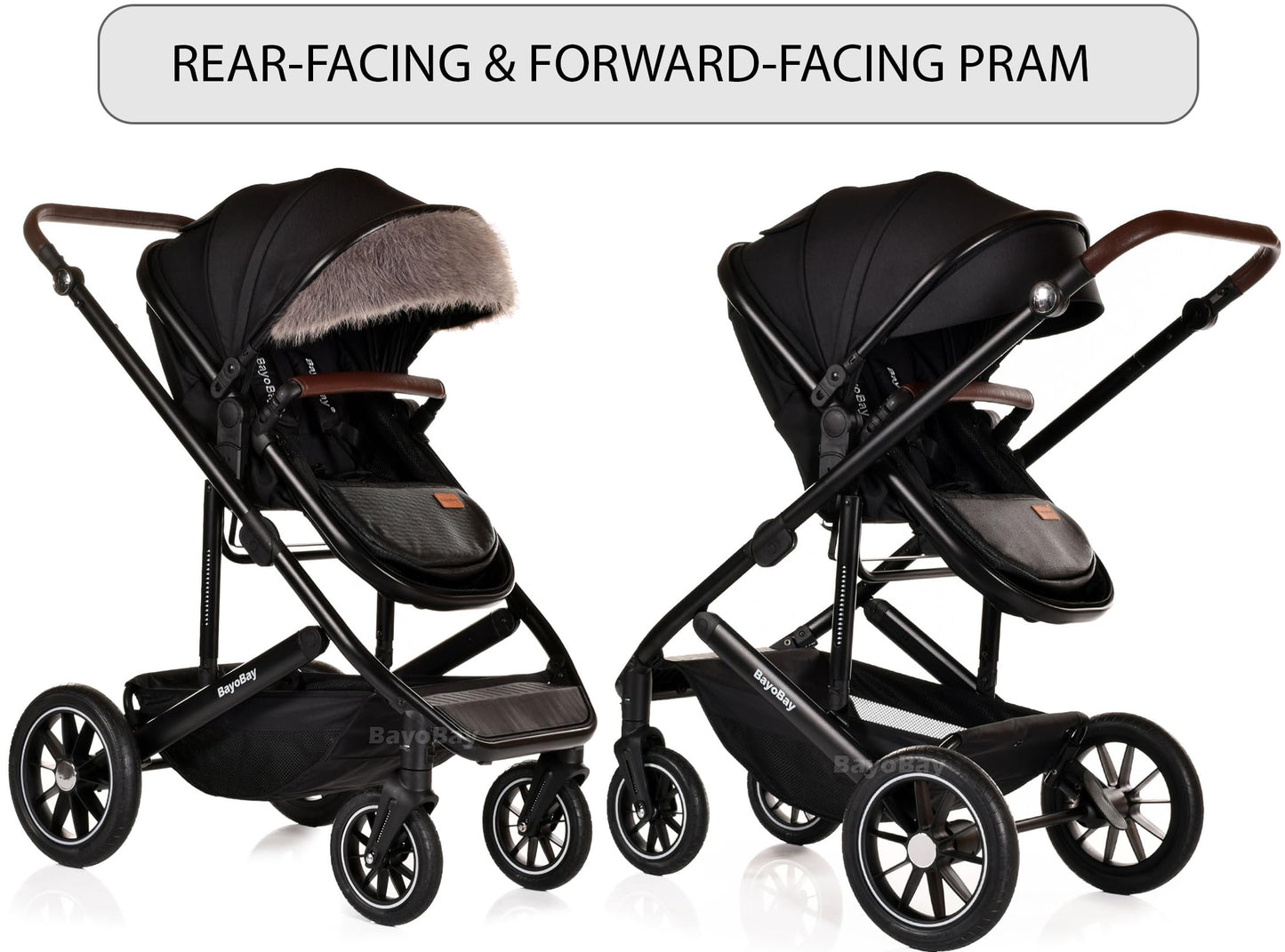 3 in 1 Baby Pram Travel System with Car Seat Lightweight Buggy Foldable Pushchair for Newborn and Toddlers up to 22kg NEW 2025 Style (Black - Gold)