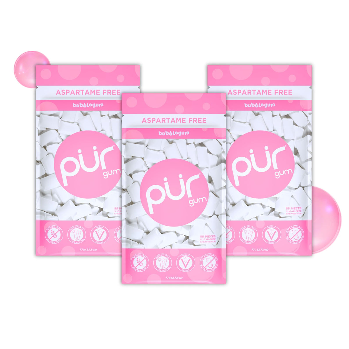 PUR Gum, Spearmint, Xylitol Gum, No Artificial flavour, 55 Count