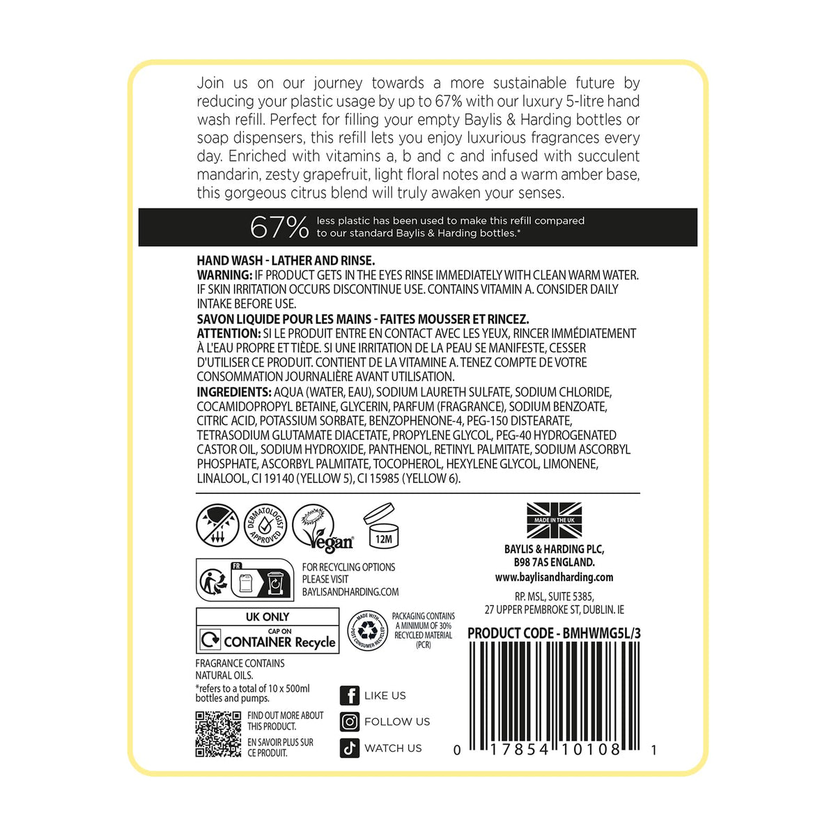 Baylis & Harding Signature Luxury Hand Wash 500ml 3 pack