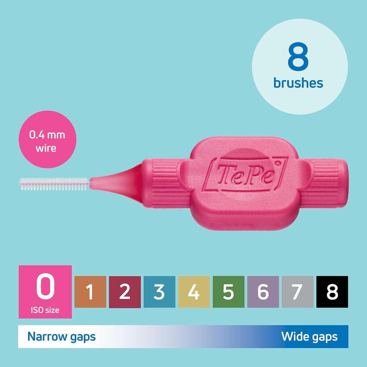 TePe Interdental Brush, Original, Pink, 0.4mm/ISO 0, 8pcs