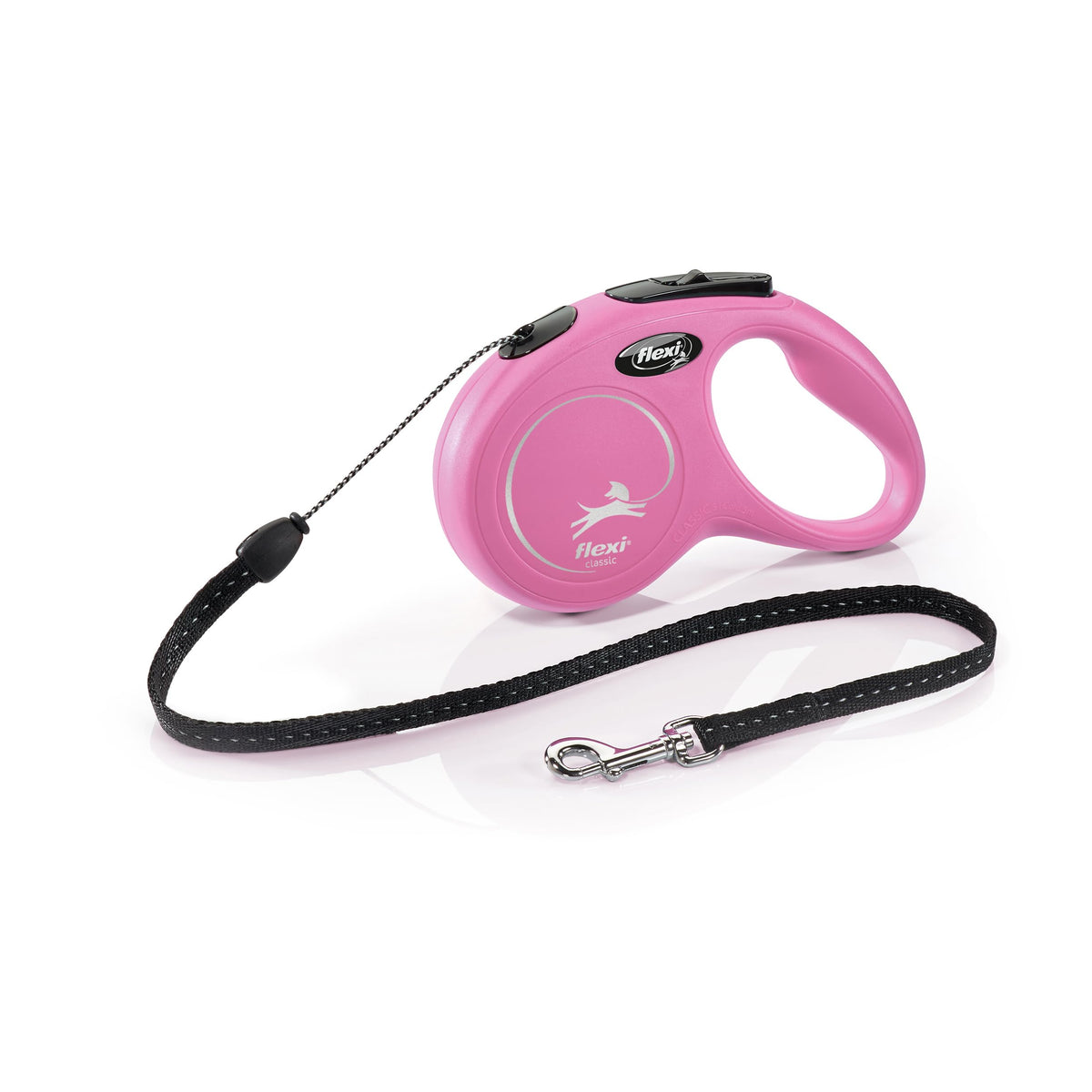 flexi Classic S | 5 m Retractable Cord Leash for Dogs up to 12 kg | Black | Retractable Dog Lead | Weight: 160 g | Dimensions: 9.6 x 16.2 cm