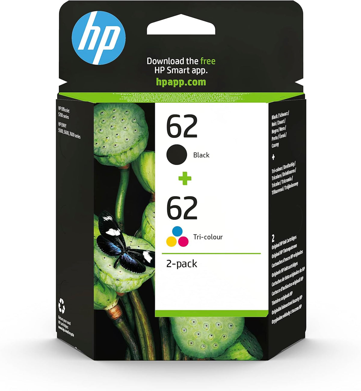 HP 62 Black & Tri-colour Original Ink Cartridges 2-Pack