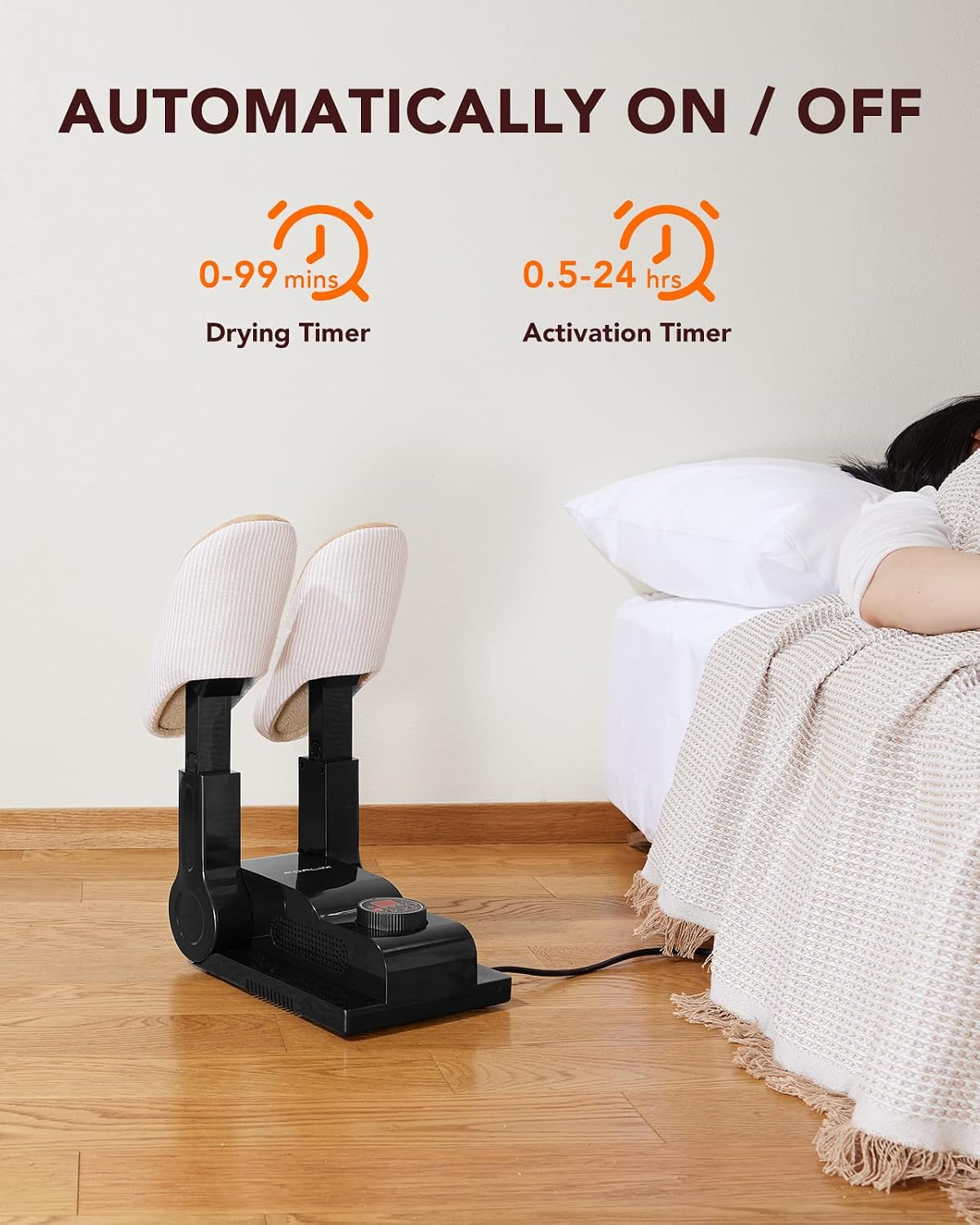 FORLIM Shoe & Boot Dryer for Work Boots, 3 Temp Modes, 24H Delay, Black