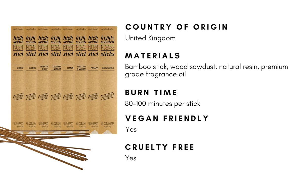 Highly Scented Incense Sticks, 10 Sticks (Crisp Fall Night)
