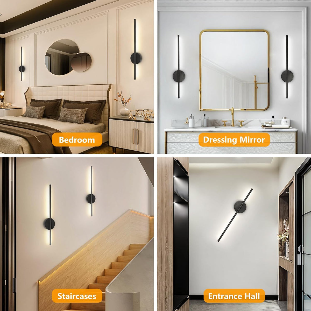 Dehobo 80CM Rechargeable Wall Lights with 8000mAh for Home Decor, 2 Packs