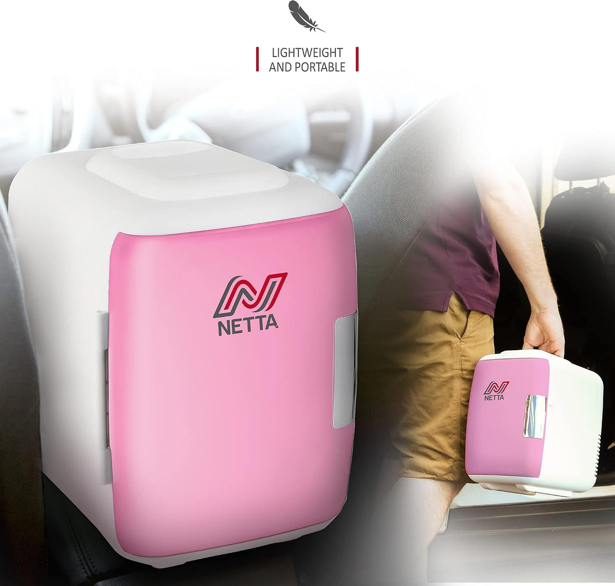 NETTA 5L Mini Fridge - Portable Small Fridge for Drinks, Snacks, Skincare - For Bedroom, Student Dormitory, Office With Cooling And Warming Function - AC/DC Portable – White
