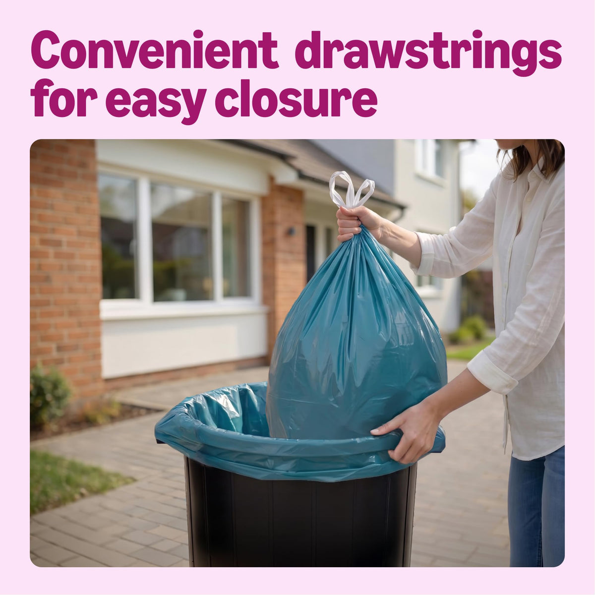 by Amazon Bin Liners with Carry Handles, 25 Litre, Transparent, 30 Count