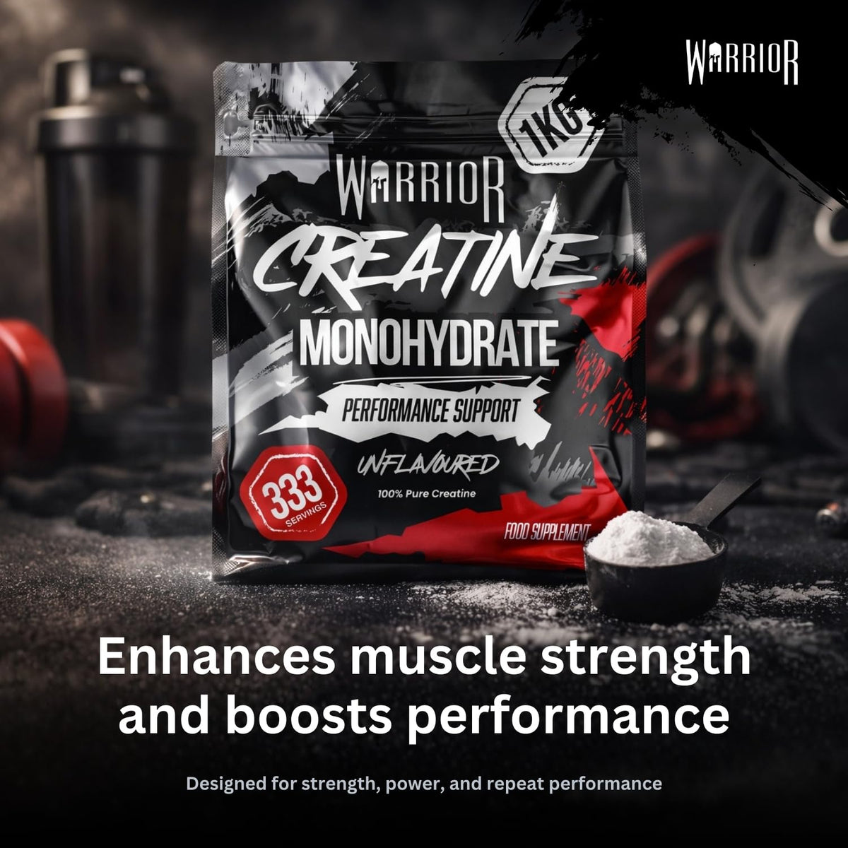 Warrior Creatine Monohydrate Powder 500g Pure Micronised (166 Servings)