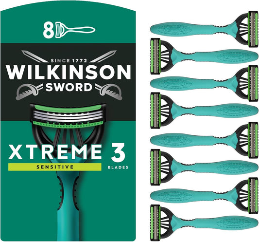 Wilkinson Sword Xtreme 3 Sensitive Men's Disposable Razors, 8 Pack
