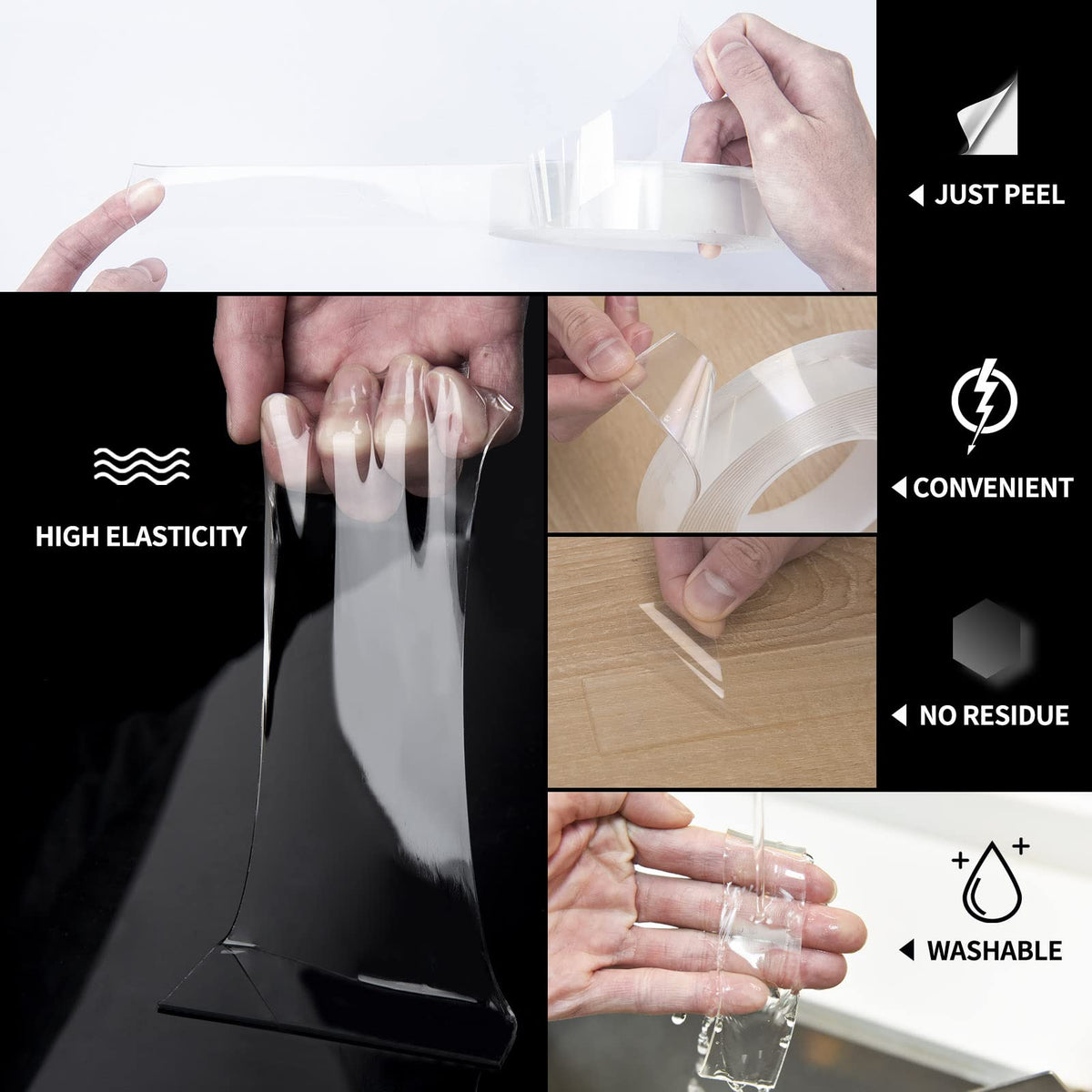 Art3d Double-Sided Tape (10FT), Traceless, Removable, Reusable, Washable - Multipurpose Tape as Seen on TV