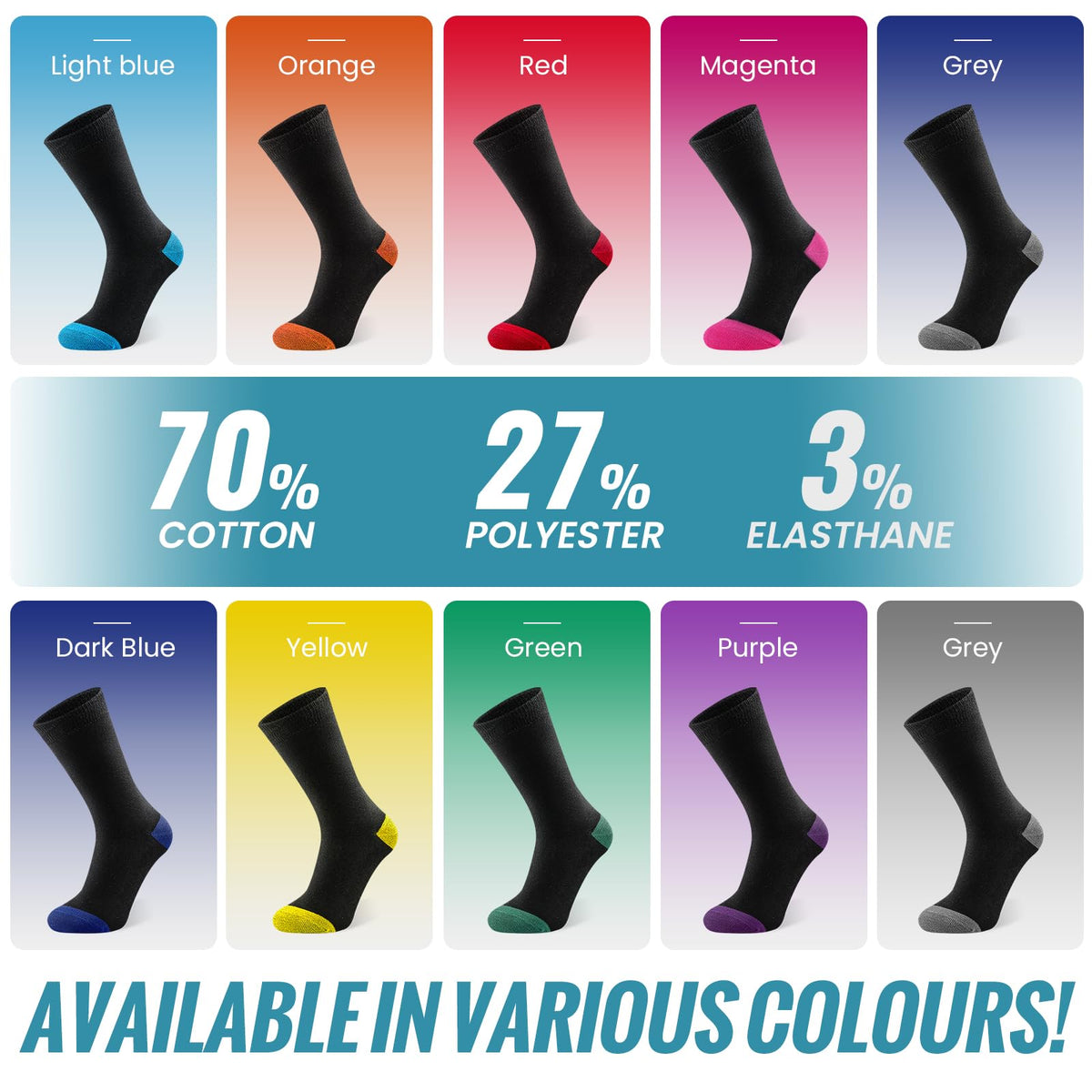 Cirorld 6/10 Pairs Mens Black Socks, Breathable Causal Cotton Socks Men