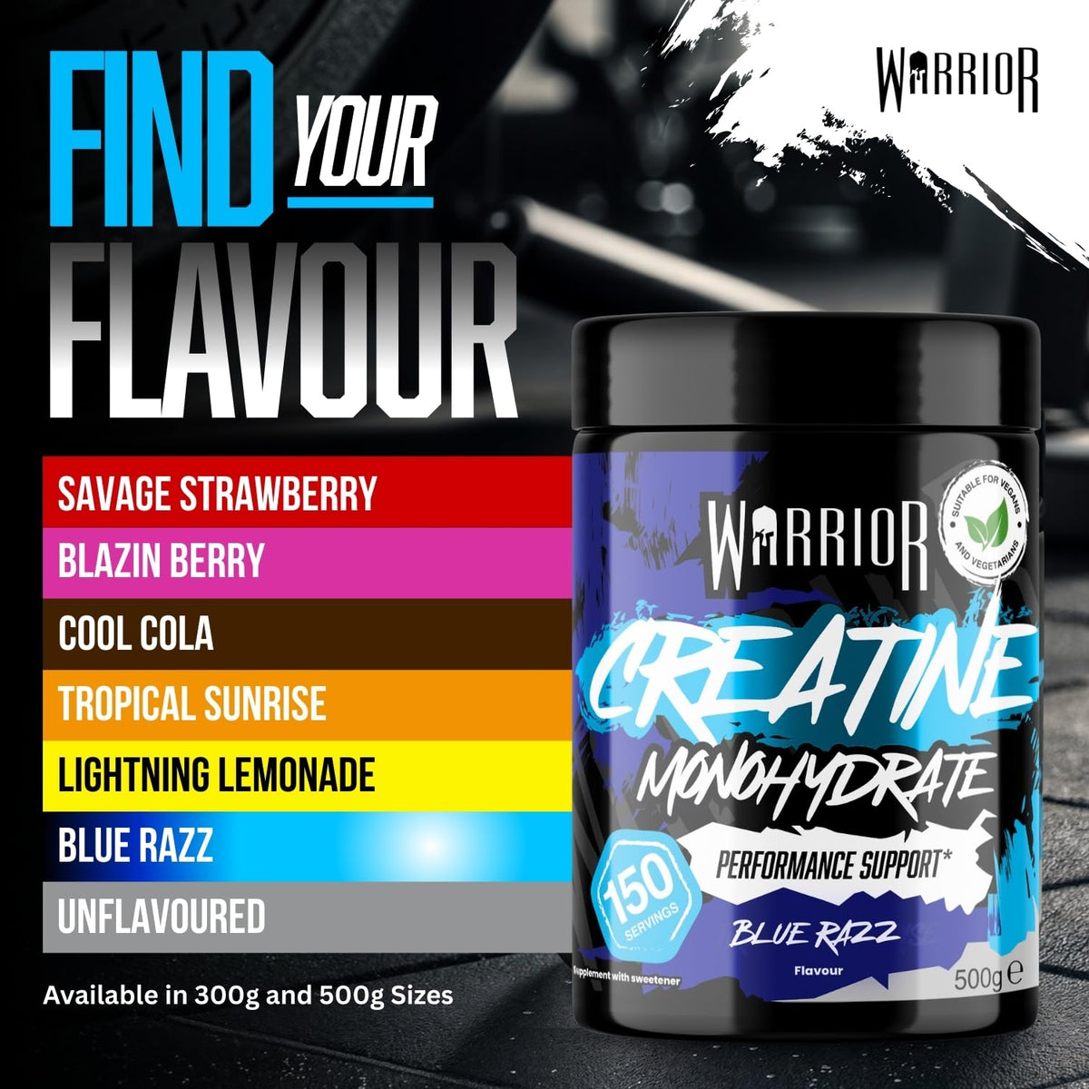 Warrior Creatine Monohydrate Powder 500g Pure Micronised (166 Servings)