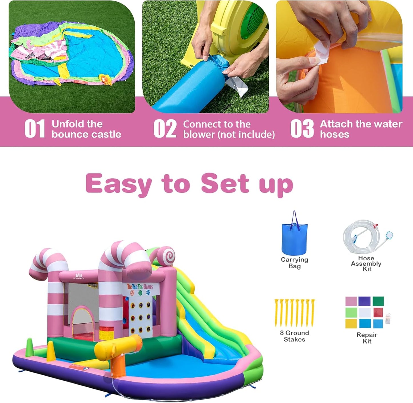 Maxmass Kids Inflatable Bounce House with Water Slide, Climbing Wall & Pool — 425 x 375 x 225 cm