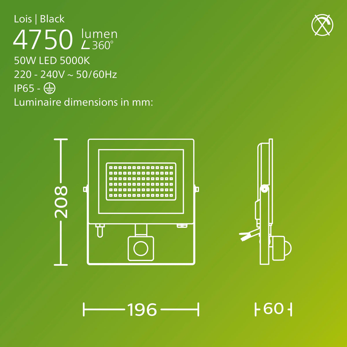 Philips Lois Outdoor Floodlight, White, 10 W