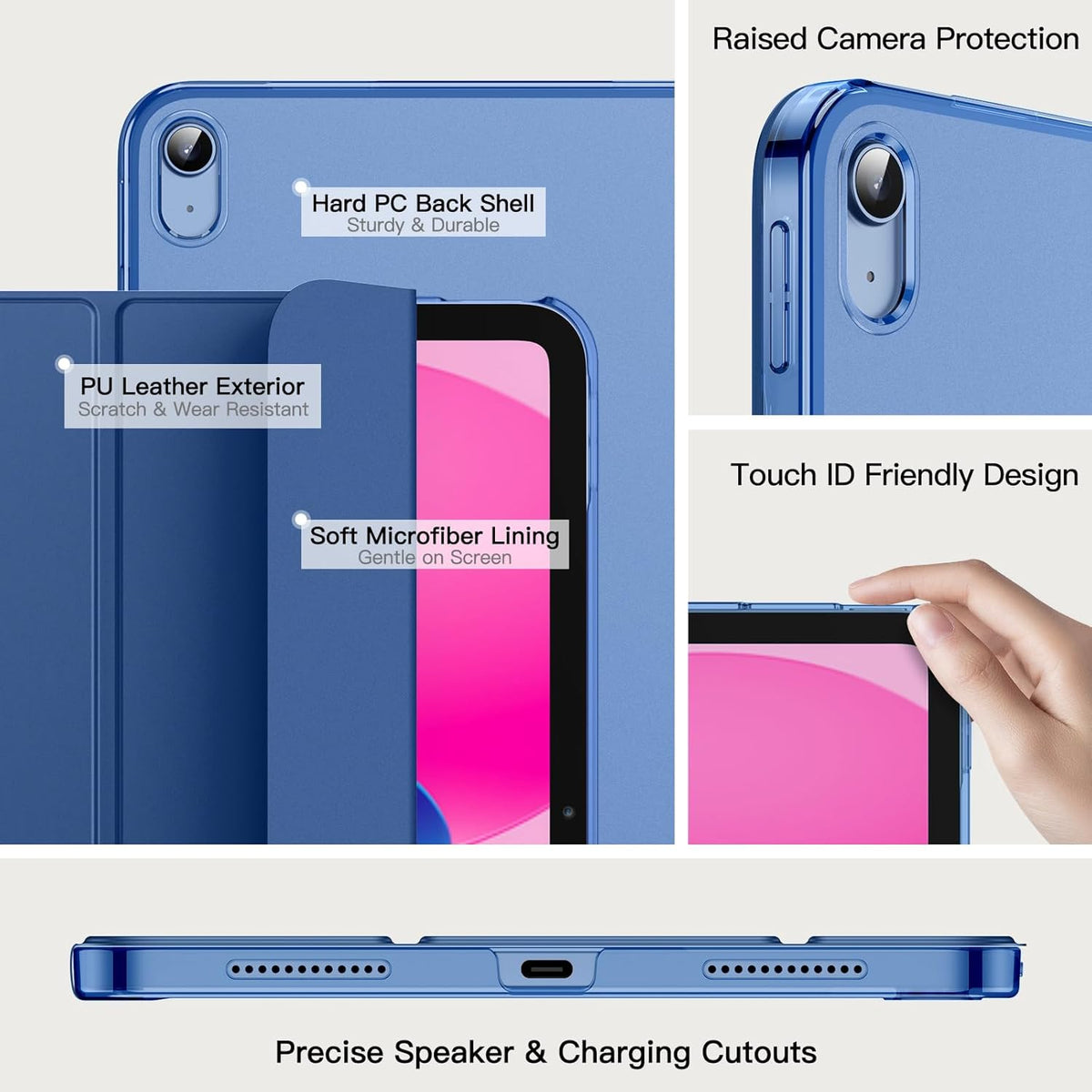 JETech Case for iPad (A16) 11th/10th Gen, Navy Blue