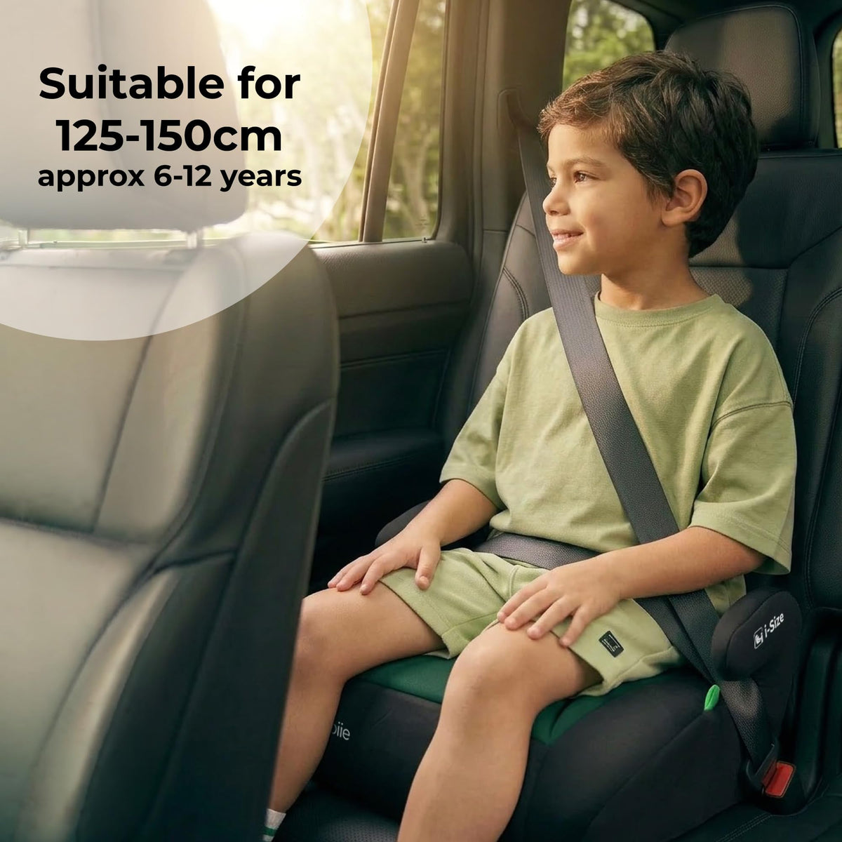 My Babiie MBCSB10 Booster Car Seat - Lightweight at 1kg, Approx. 6-12 Years (125-150cm, 22-36kg), R129, i-Size Backless Child Car Seat, Group 3, Compact, Portable, Ideal for Travel - Pink Leopard