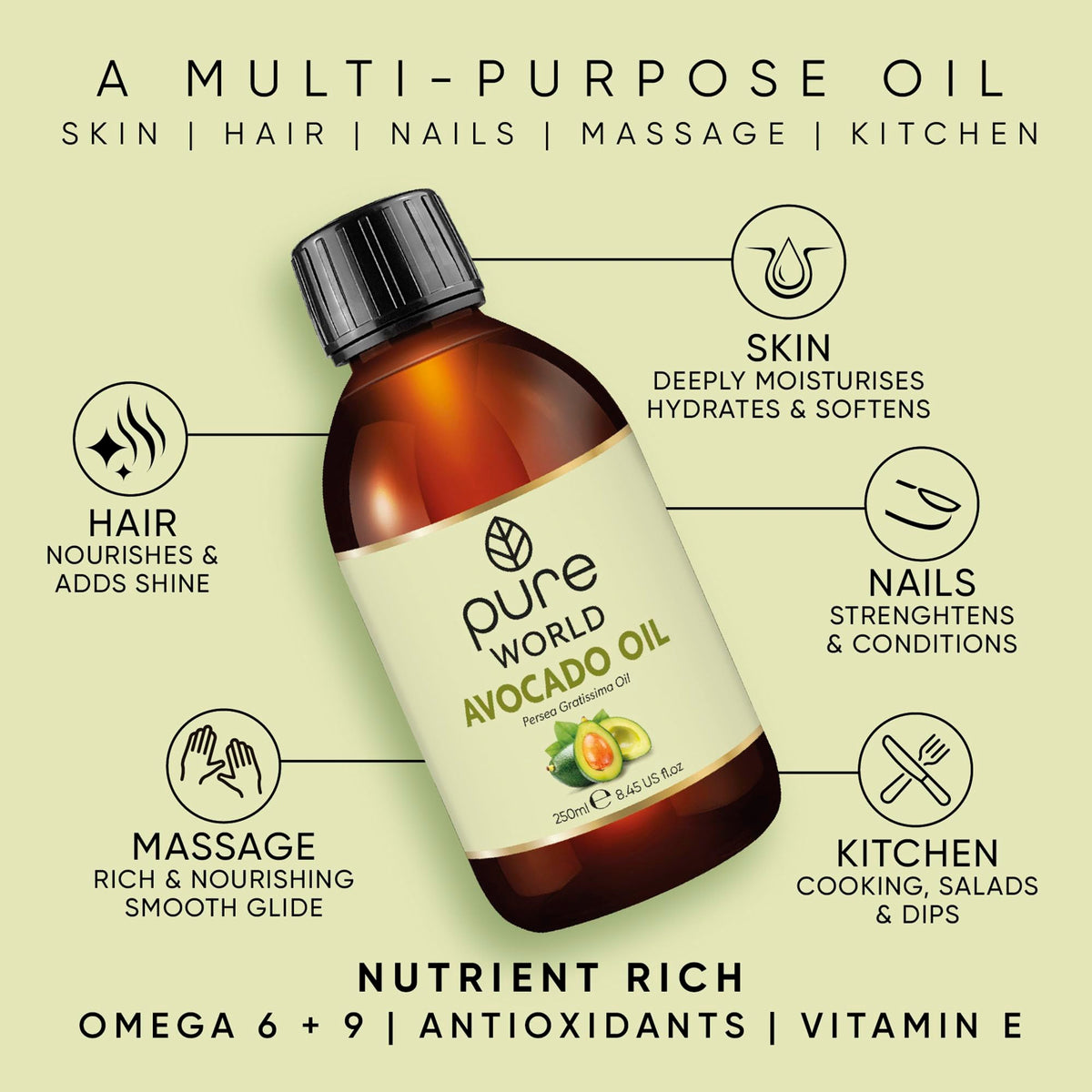 Pure World Natural Castor Oil 250ML Cold & Freshly Pressed 100% Pure and Undiluted Hexane Free Nourish Your Skin and Hair Eyebrows, Nails, Beard, Hair, Eyelash Growth Food Grade