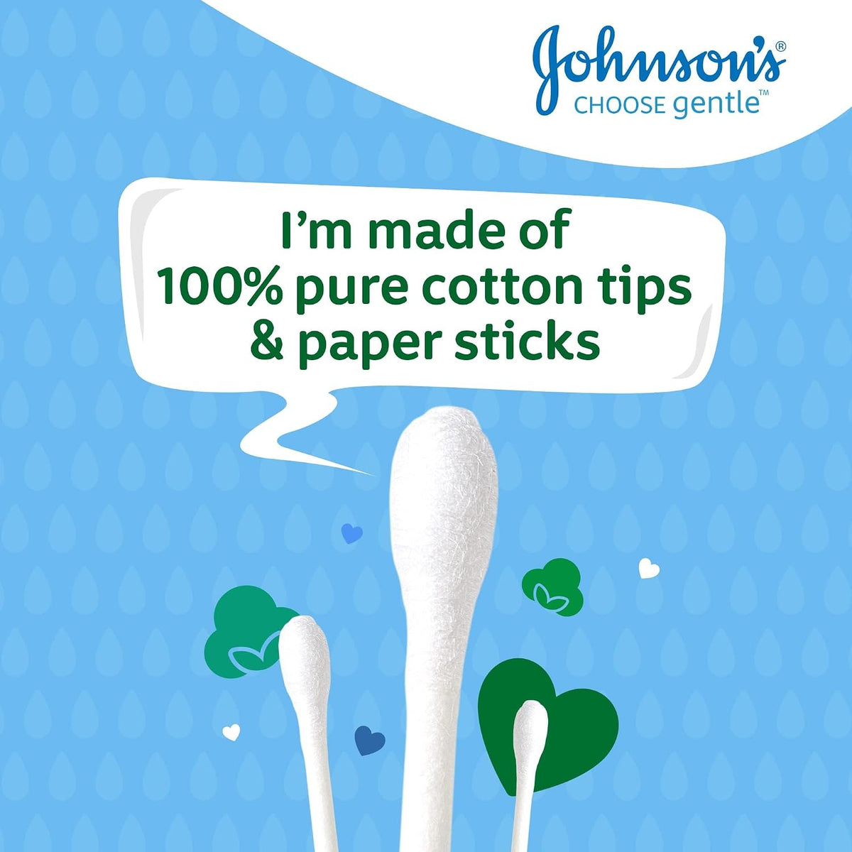 Johnson's Baby Cotton Buds (1 x Pack of 200) Soft & Gentle Ear Buds for Delicate Skin, Made of 100% Pure Cotton and Paper Sticks, Plastic-Free to Clean Around Eyes and Outer Areas