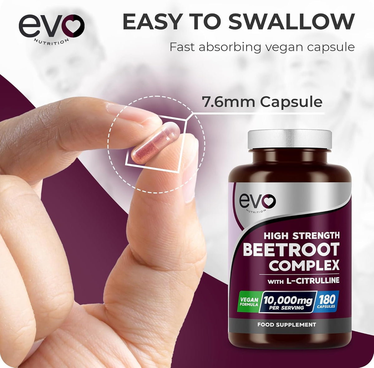 EVO Nutrition Beetroot & L-Citrulline 10,000mg, 180 Vegan Capsules