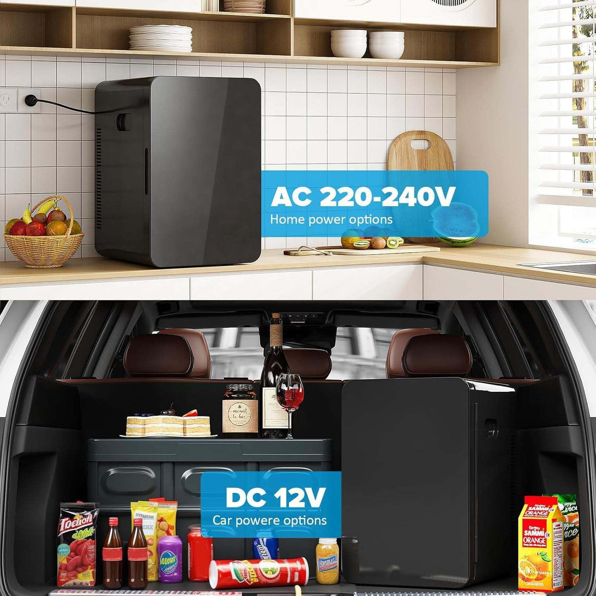 Mini Fridge 22L/30 Cans, Cooler & Warmer for Bedroom, AC & 12V DC