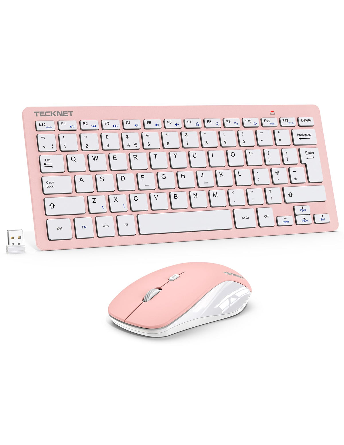 TECKNET Mini Wireless Keyboard and Mouse Set, 2.4G Cordless USB, Black