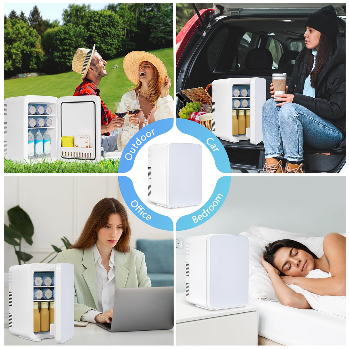 ARTETHYS Mini Fridge for Bedrooms, 10L Small Portable Car Fridges