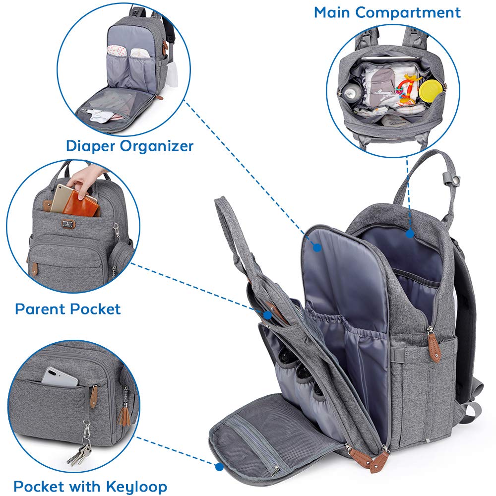Dikaslon Baby Changing Bags Backpack, Large Baby Bag, 19 Pockets, Outdoors