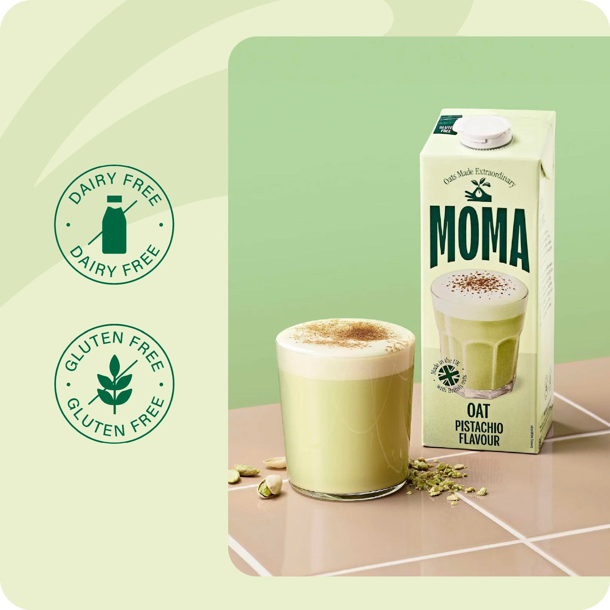 MOMA Pistachio Oat Drink • 1L • No Added Sugar • Vegan, Nut Free & GF