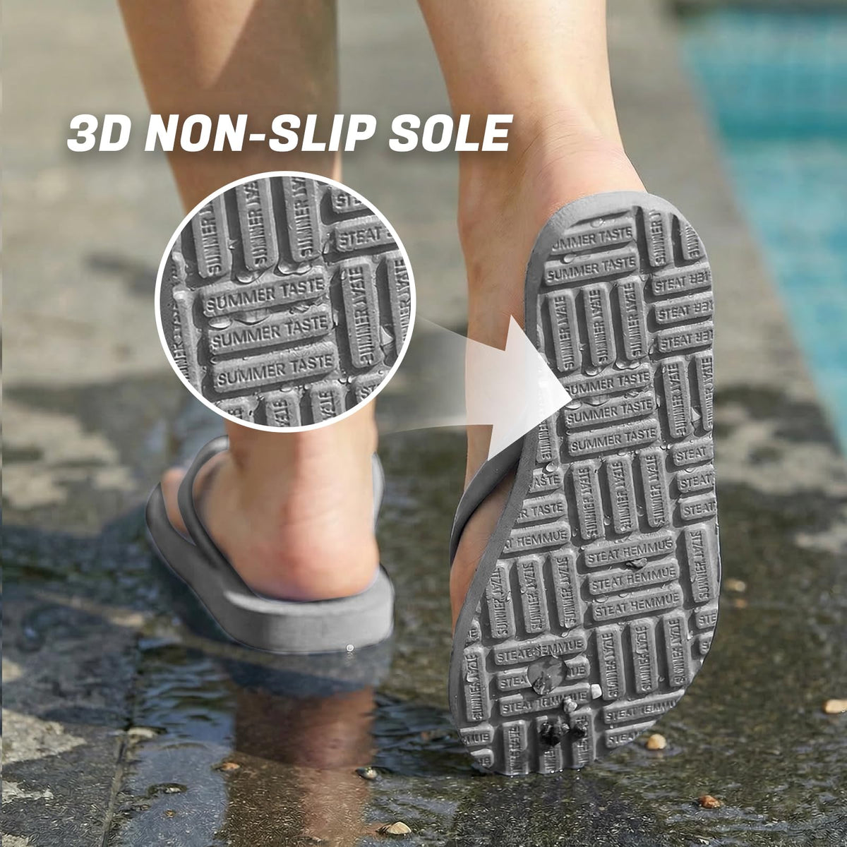 Women's Non-Slip Flip Flops Ultra Lightweight Basic Thongs Rubber Soft Slide Slip-on Shoes Beach Pool Shower Sandals