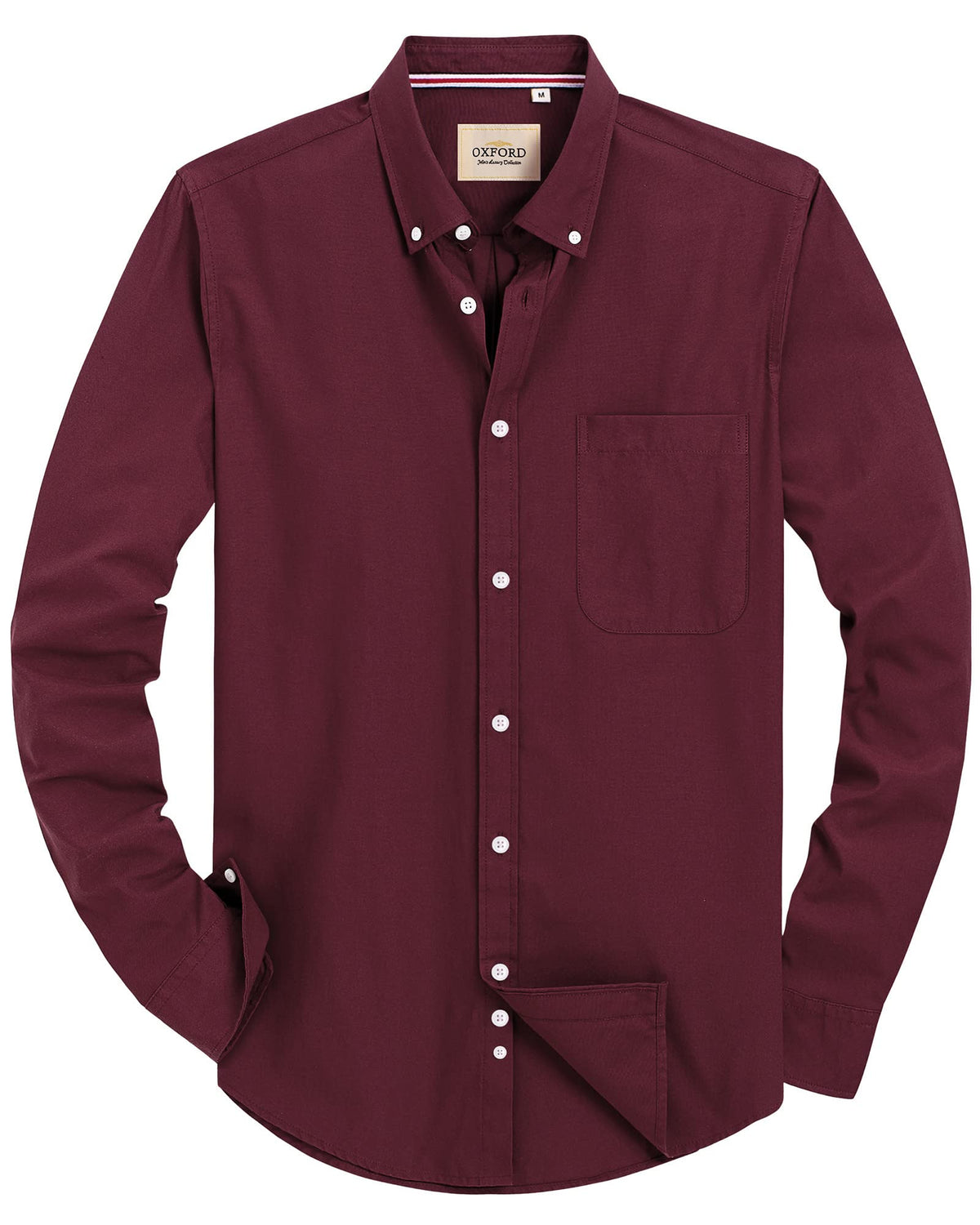 J.VER Men's Long Sleeve Oxford Shirts Smart Casual Business Formal Plain Non Iron Button Down Shirt with Pocket