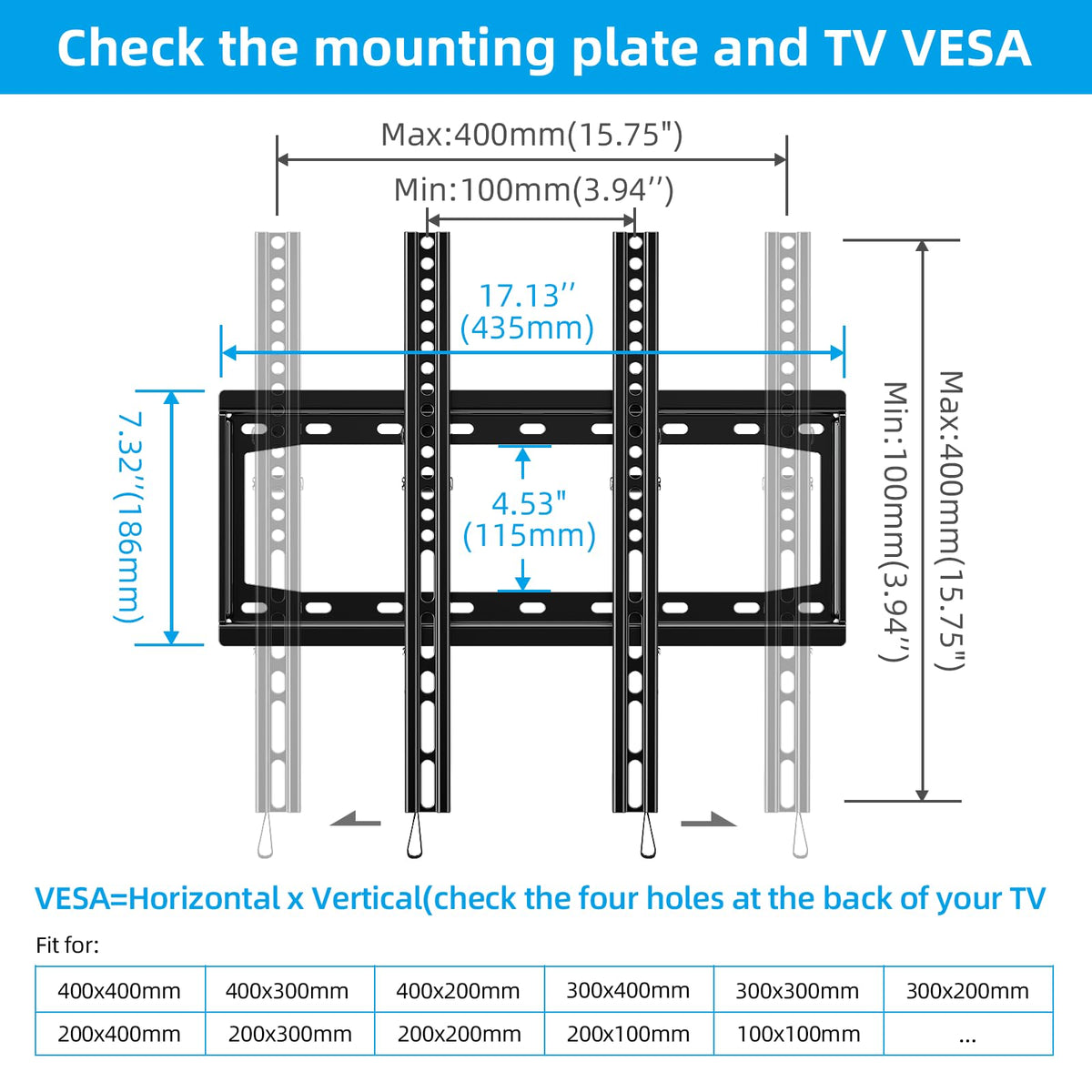 HOME VISION Heavy Duty Fixed TV Wall Bracket for 32-86 Inch Flat Screens