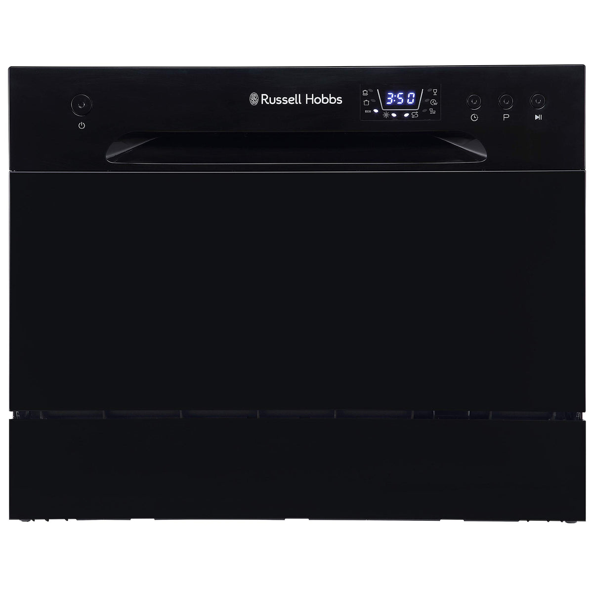 Russell Hobbs Table Top Dishwasher Compact Mini with 6 Place Settings, LED Display, Button Control, 6 Programmes, Portable & Efficient, 24hr Timer, Rinse & Eco Mode in White, RH6TTDW0D1W