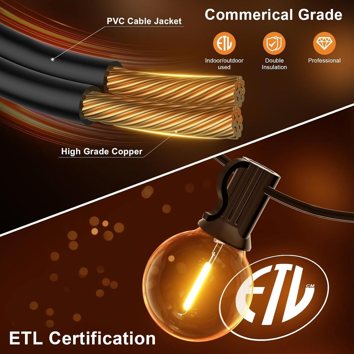 GPATIO Garden Lights, 30FT/9M LED Festoon Lights with 16 Shatterproof Bulbs
