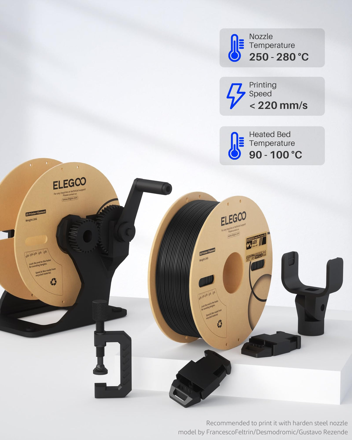 ELEGOO TPU Filament 1.75mm Grey 1KG, 95A Flexible Soft 3D Printing Filament 1KG Spool(2.2lbs) Fits for Most FDM 3D Printers