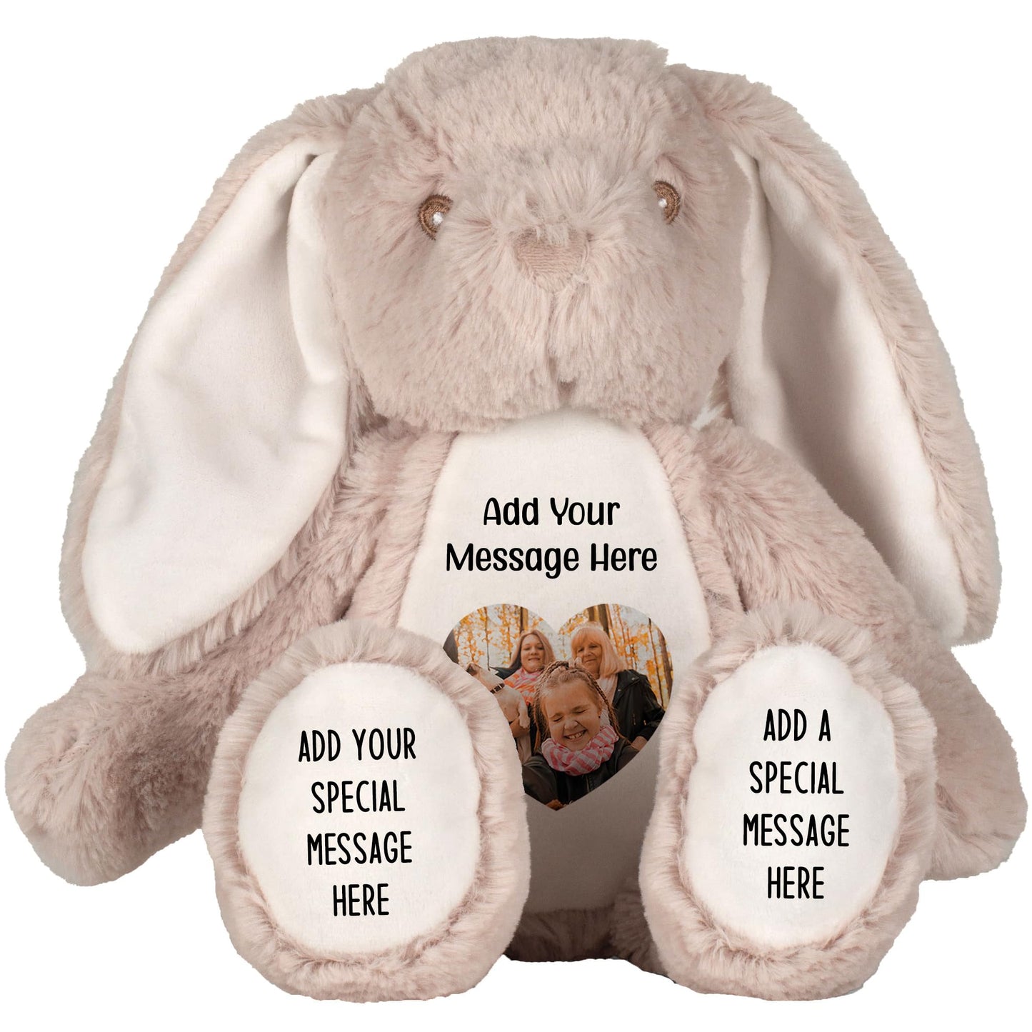 Personalised Photo Teddy Bear – Add Photo on Front & Text on Feet | 28 Styles | Custom Keepsake Gift for Baby, Sympathy, Birthday & More (Brown Teddy Bear)