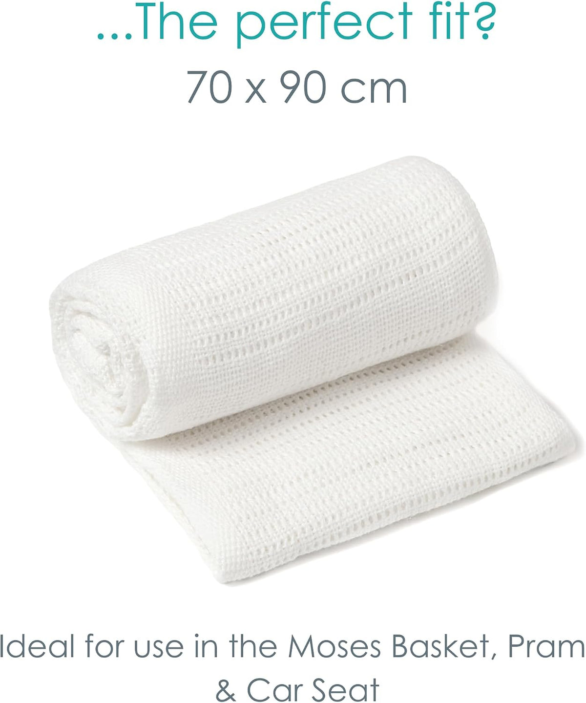 Clair de Lune Soft Cotton Cellular Baby Shawl Blanket 70 x 90 cm (White)