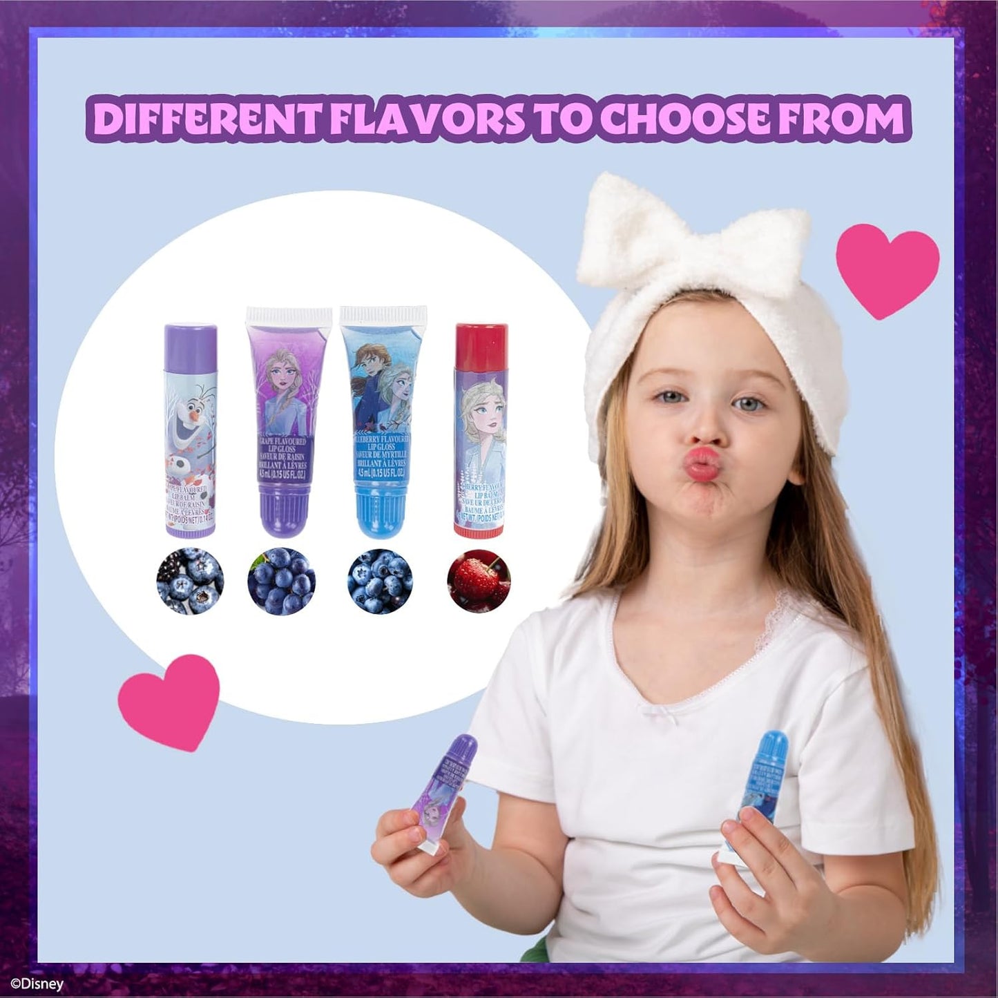 Disney Frozen Super Sparkly Kids Makeup Set for Girls, Beauty Kit Include Clips, Lip Gloss, Nail Stickers, Lip Balm, Purse, Ideal Gift for Girls Aged 3+ by Townley Girl