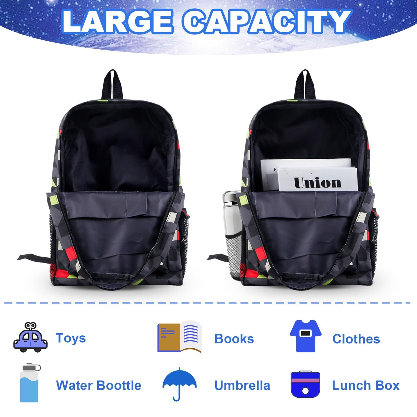 yumcute De-mn Backpack Kids, Teen Game School Bags, Children Primary Schoolbag, Children's School Backpack, 17 Inch Large Capacity Travel Rucksack Waterproof Boys Girls Book Bags for Aged 3-12 Years